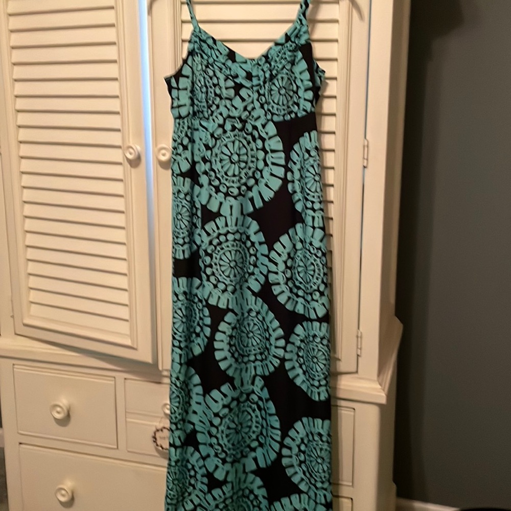 Teal/black maxi dress